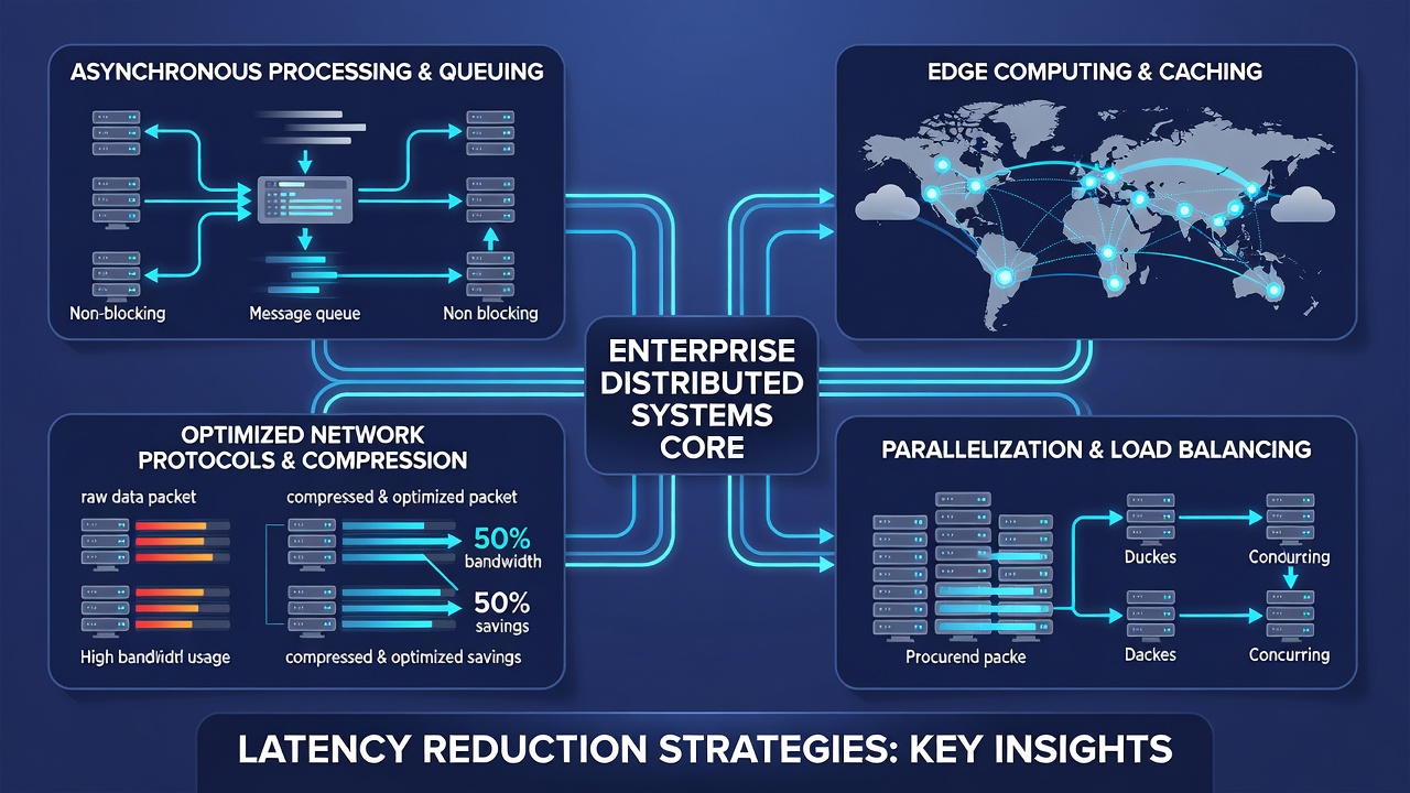 Illustration of edge nodes and caching layers working together to shorten data paths in a large-scale distributed enterprise system